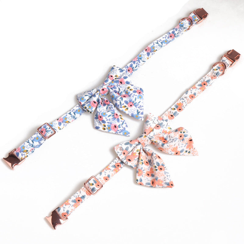 Floral Dog Collar with Bow