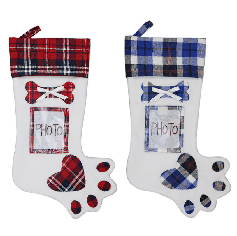 Dog claw christmas sock gift bag