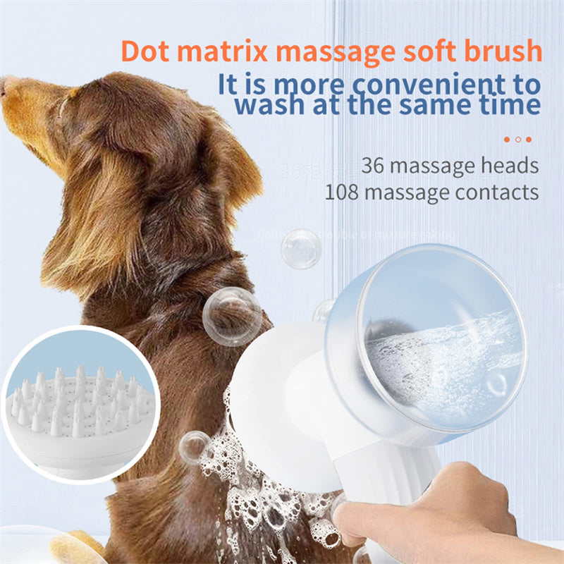 Automatic Foaming Dog Bath Brush Dog Shampoo Brush With Soap Dispenser