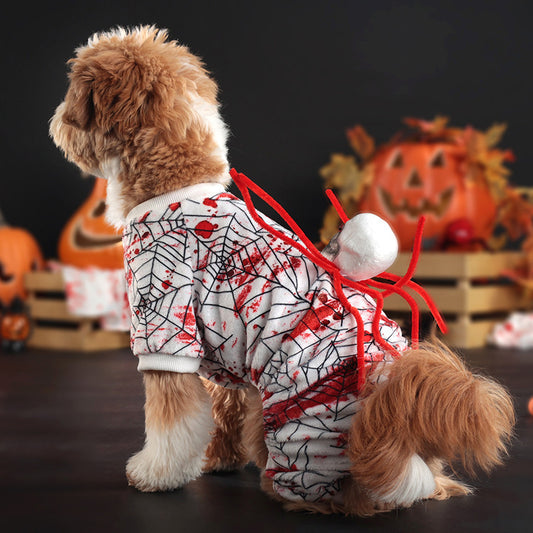 Halloween Bloodshot Spider Dog Skirt Clothes