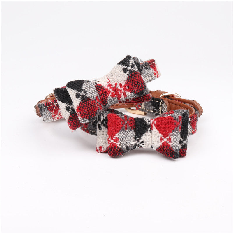 English Style Dog Collar with Bow, Scarf, or Lead