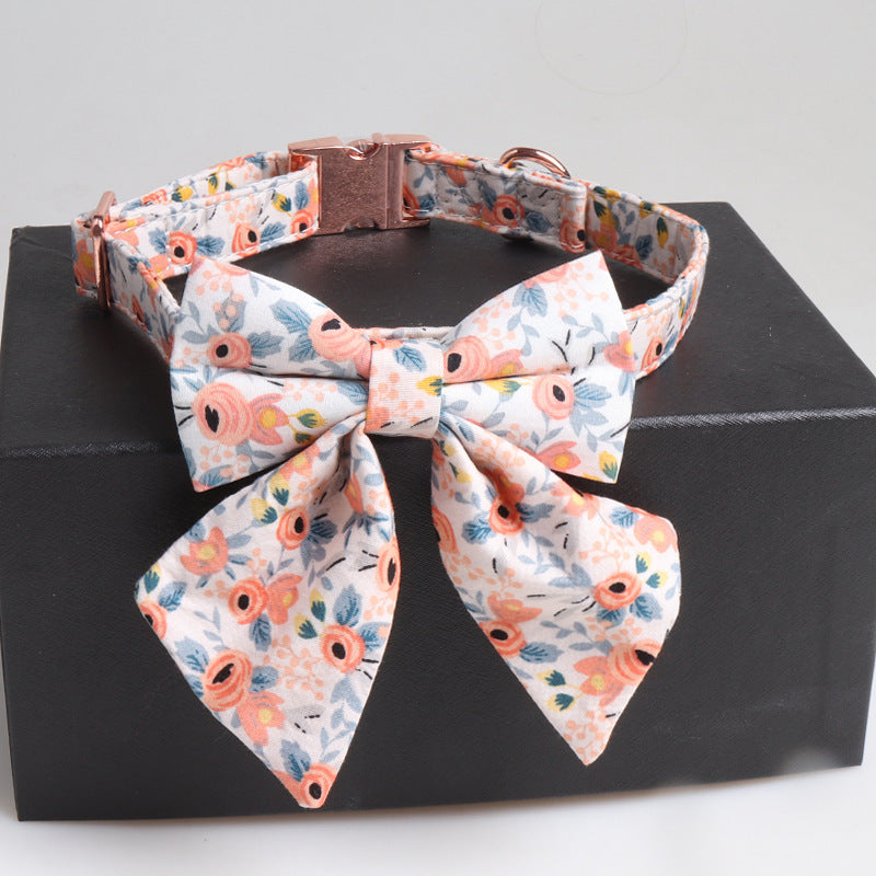 Floral Dog Collar with Bow