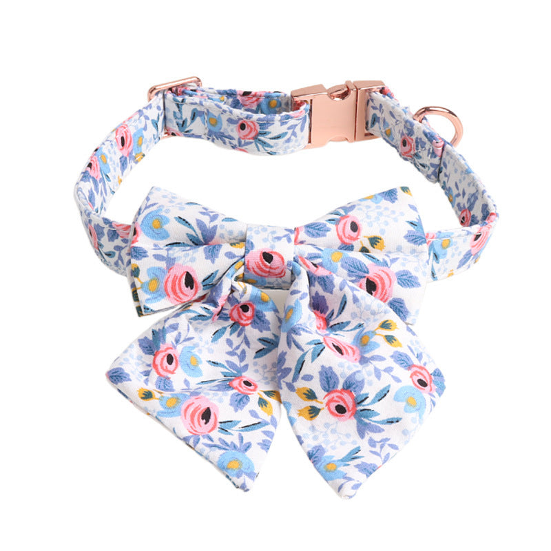 Floral Dog Collar with Bow