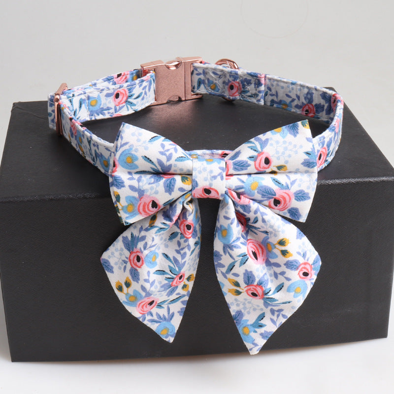 Floral Dog Collar with Bow