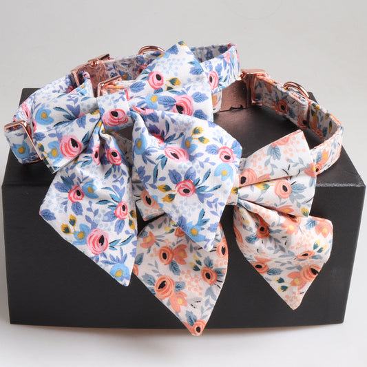 Floral Dog Collar with Bow