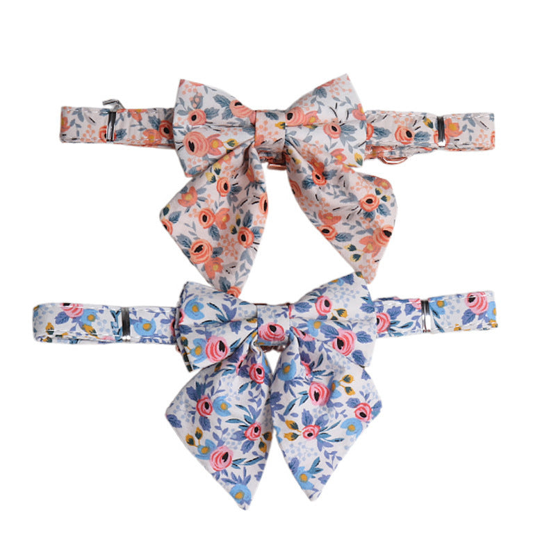 Floral Dog Collar with Bow